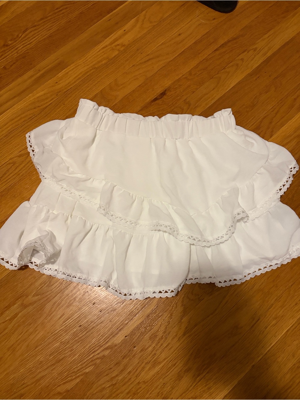 White Ruffled Tiered shorts image 3